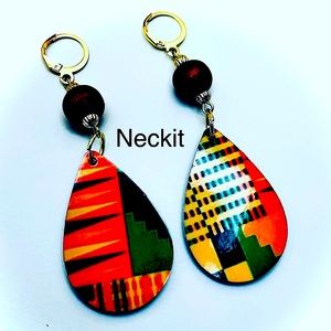 Afrocentric Kente Print Dangle Earrings